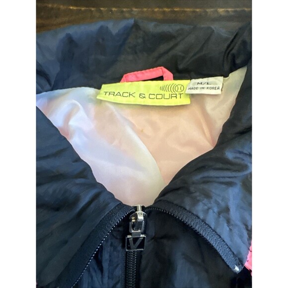 Vintage TRACK & COURT pink stripe Full Zip TRACK JACKET Mens Medium - Picture 3 of 16